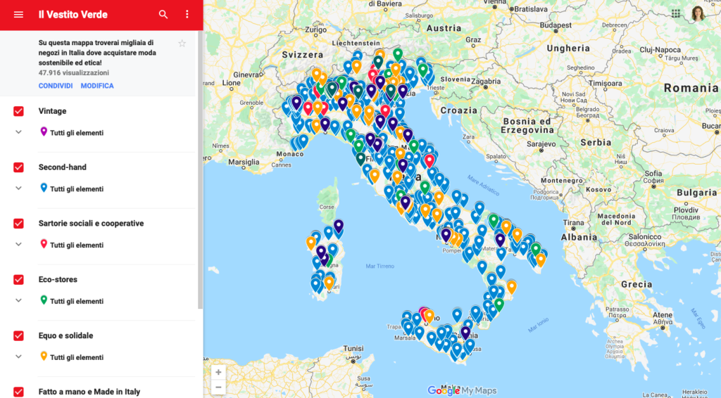 mappa moda sostenibile italia