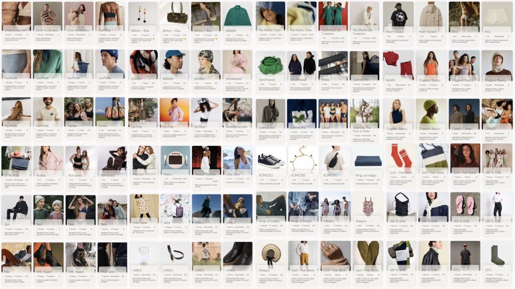 overview database brand di moda sostenibile